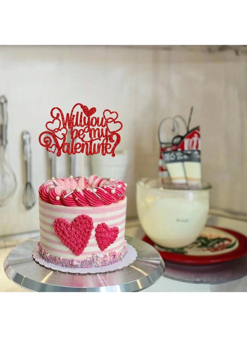 Valentine's Day decorations, red heart-shaped cake toppers, one piece - Image 2